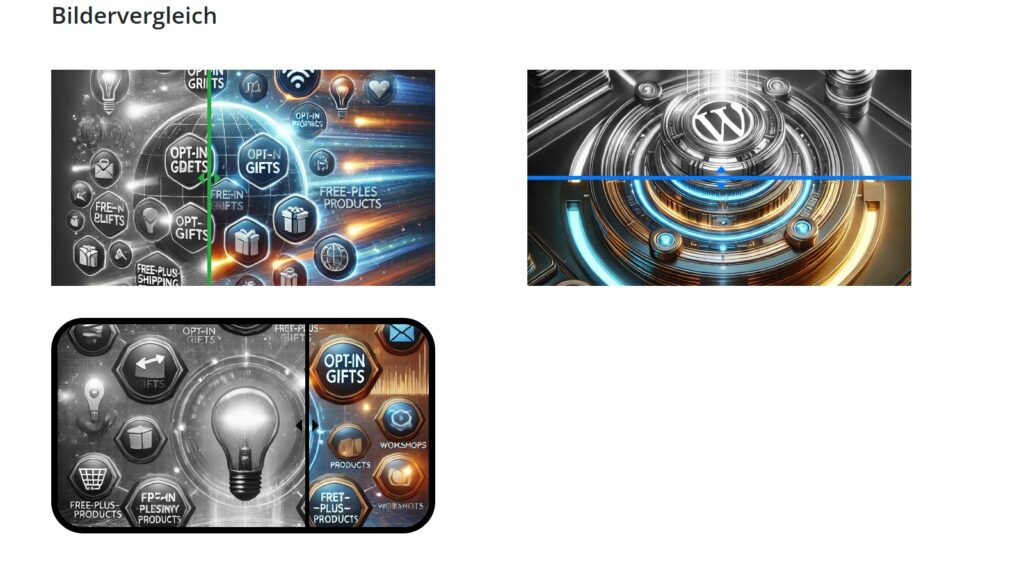 Im Frontend zeigt sich der Bildvergleich in moderner, responsiver Darstellung – mit sanftem Übergang und frei beweglichem Regler.